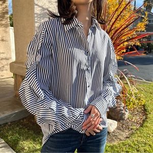 Banana Republic Dillon Stripe Ruffle Sleeve Blouse size XS